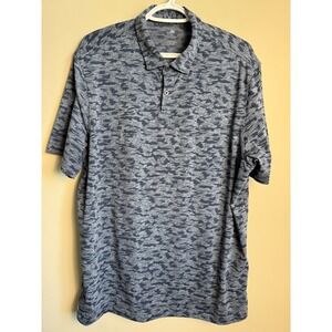 Adidas Camo Performance Polo Shirt Blue Large Gorpcore Sporty Athleisure Preppy